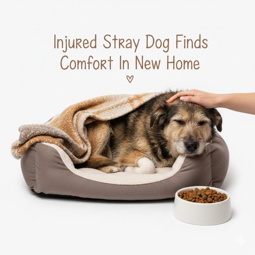 Injured Stray Dog Finds Comfort In New Home