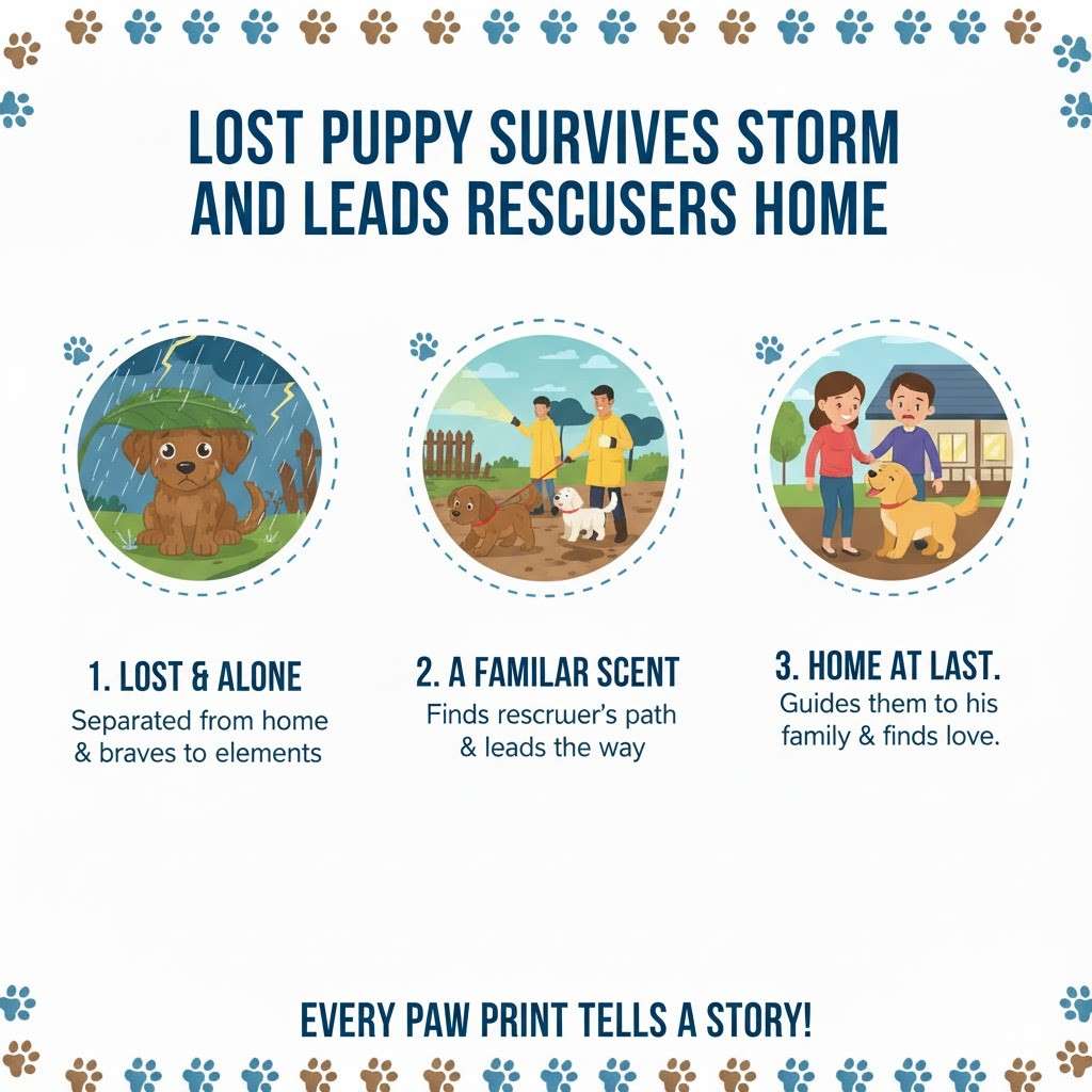 Lost Puppy Survives Storm And Leads Rescuers Home