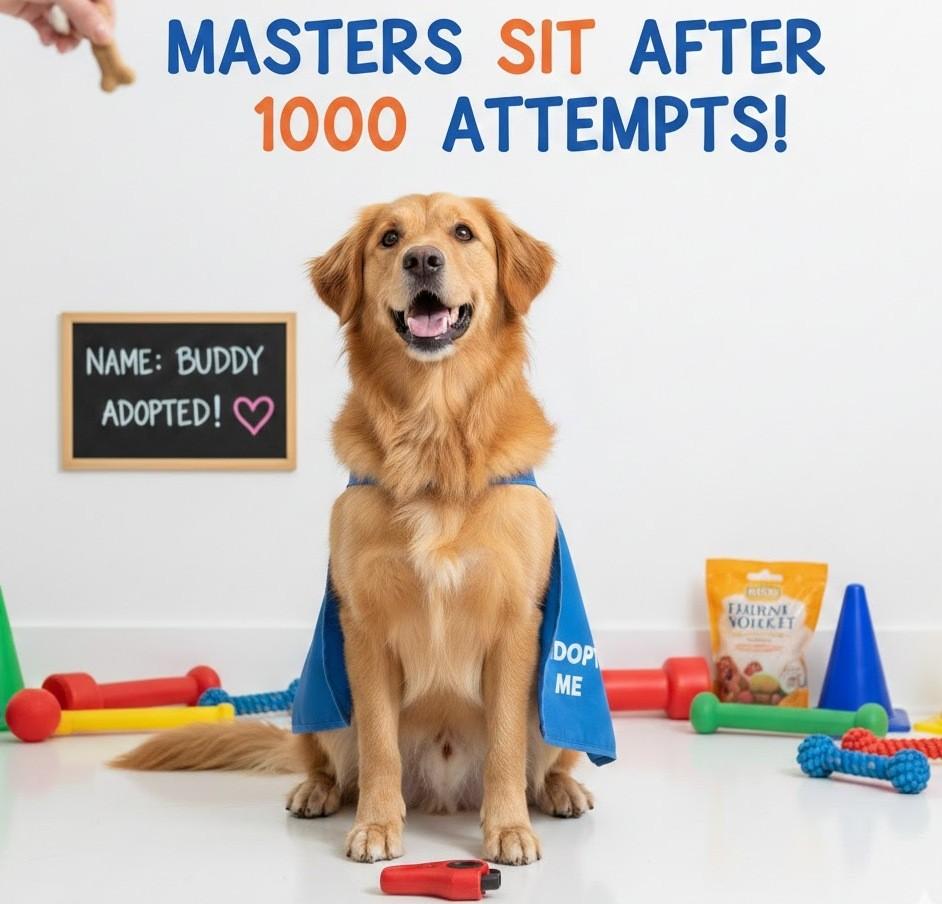 Shelter Dog Masters Sit After Long Training