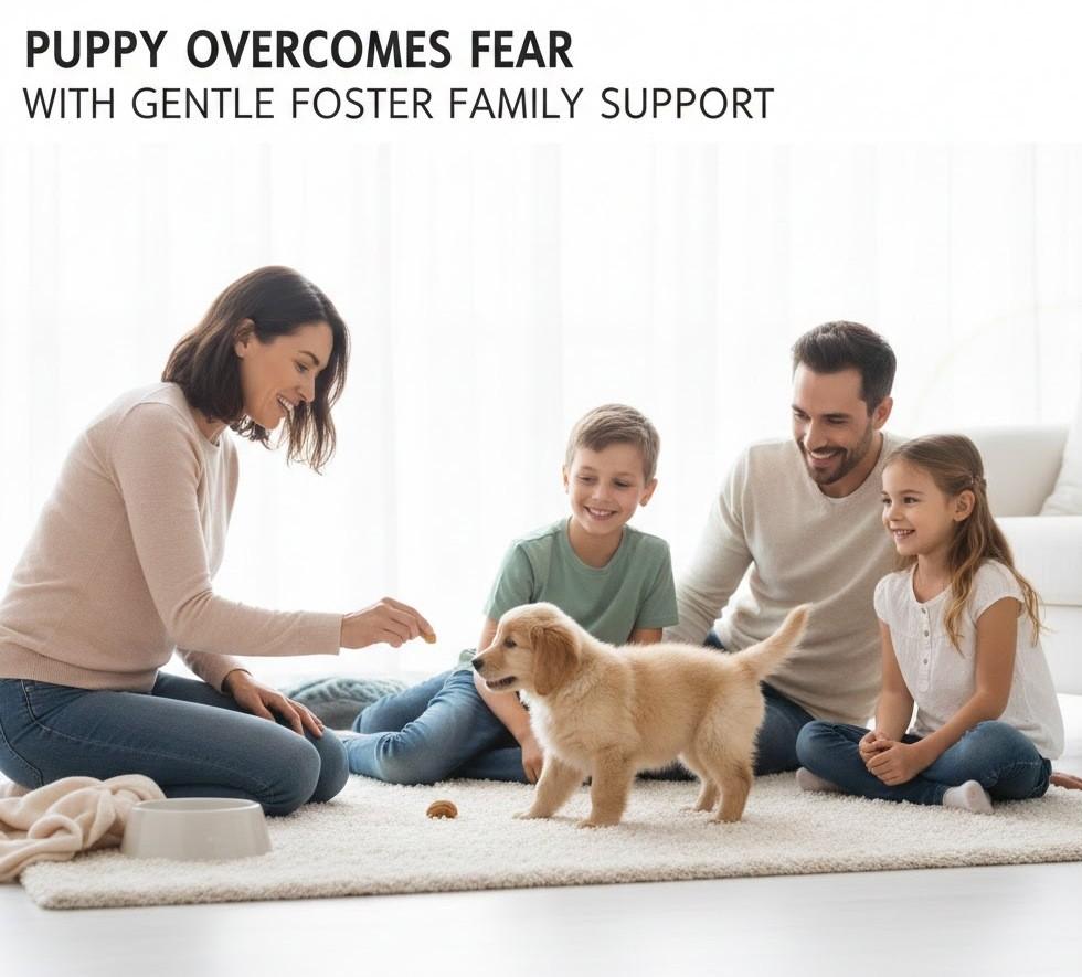 Puppy Overcomes Fear With Gentle Foster Family Support