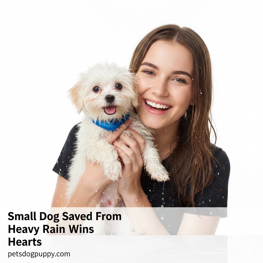 Small Dog Saved From Heavy Rain Wins Hearts